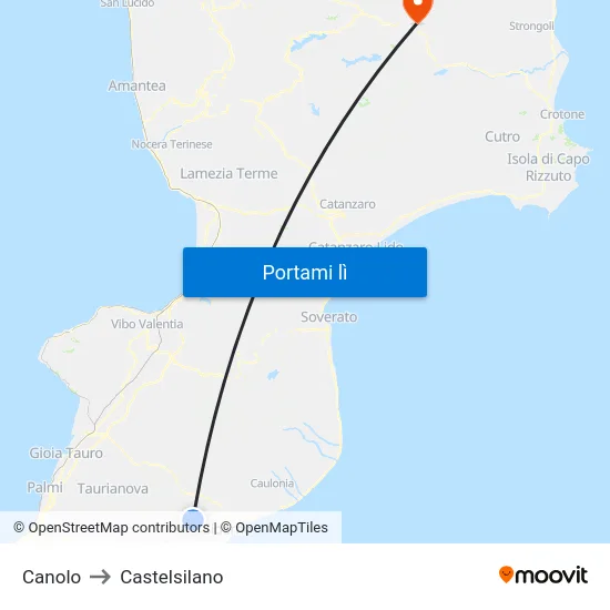 Canolo to Castelsilano map
