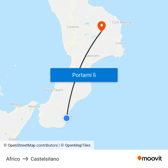 Africo to Castelsilano map