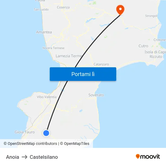 Anoia to Castelsilano map