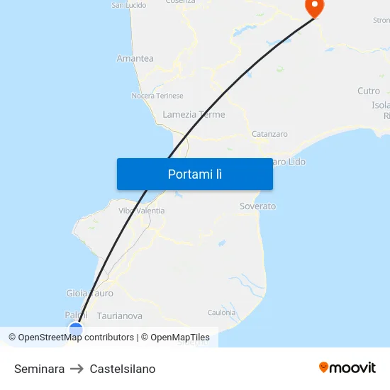 Seminara to Castelsilano map