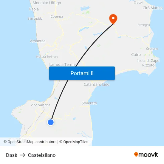 Dasà to Castelsilano map