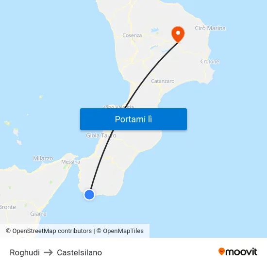 Roghudi to Castelsilano map
