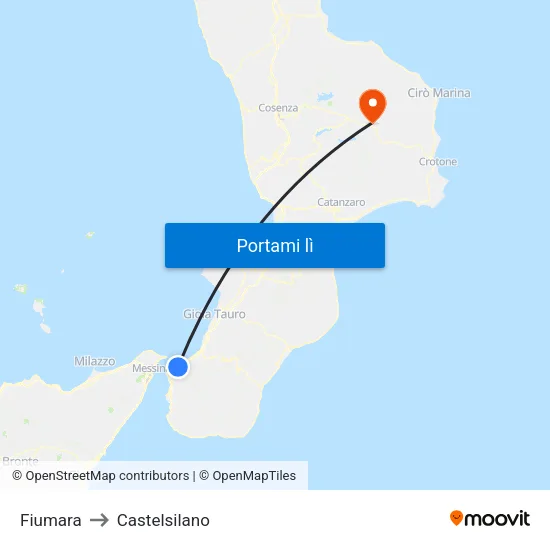 Fiumara to Castelsilano map