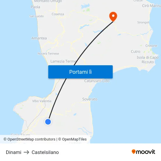 Dinami to Castelsilano map