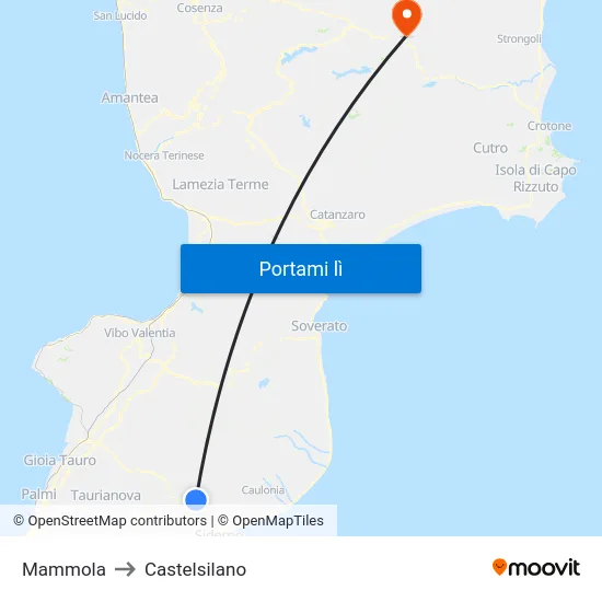 Mammola to Castelsilano map