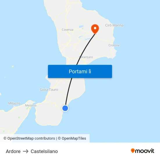 Ardore to Castelsilano map