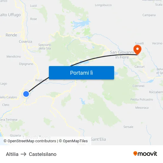 Altilia to Castelsilano map