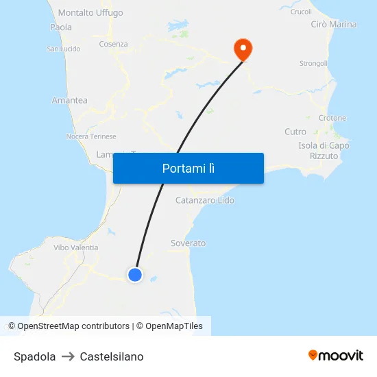 Spadola to Castelsilano map