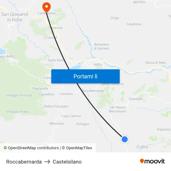 Roccabernarda to Castelsilano map