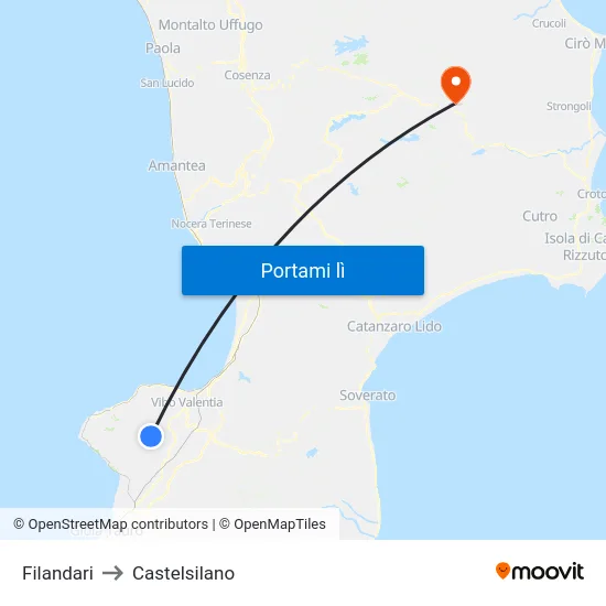 Filandari to Castelsilano map