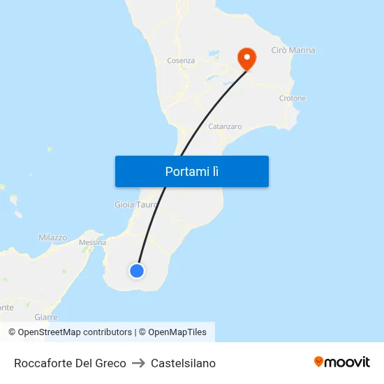 Roccaforte Del Greco to Castelsilano map