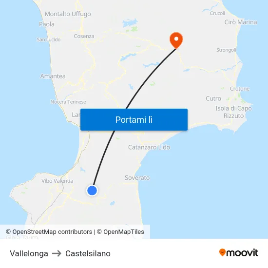Vallelonga to Castelsilano map