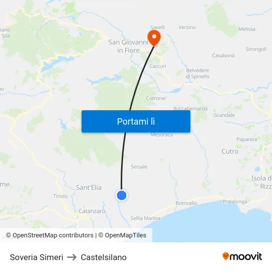 Soveria Simeri to Castelsilano map