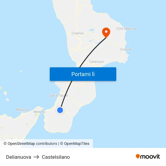 Delianuova to Castelsilano map
