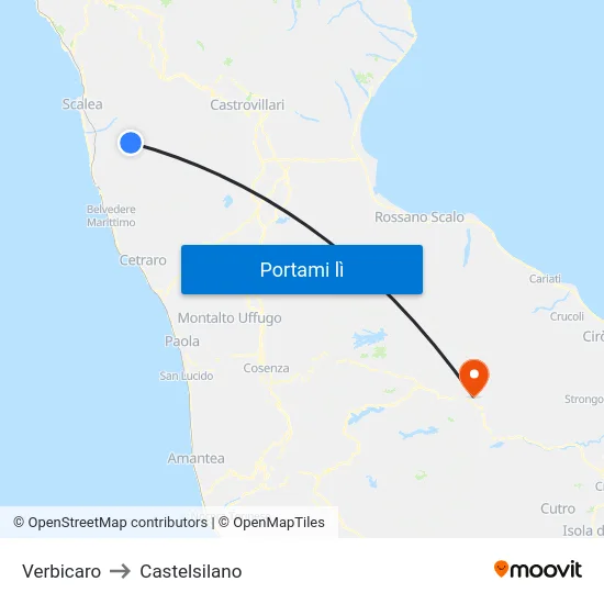 Verbicaro to Castelsilano map