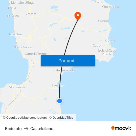 Badolato to Castelsilano map