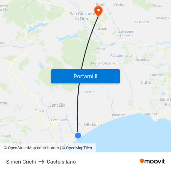 Simeri Crichi to Castelsilano map