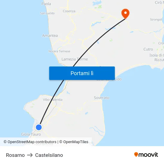 Rosarno to Castelsilano map