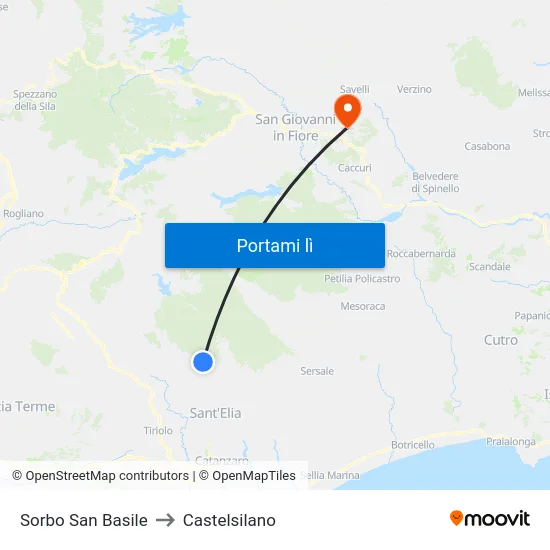 Sorbo San Basile to Castelsilano map