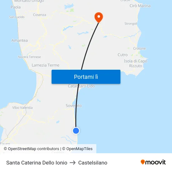 Santa Caterina Dello Ionio to Castelsilano map