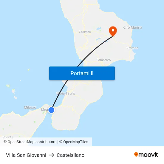 Villa San Giovanni to Castelsilano map