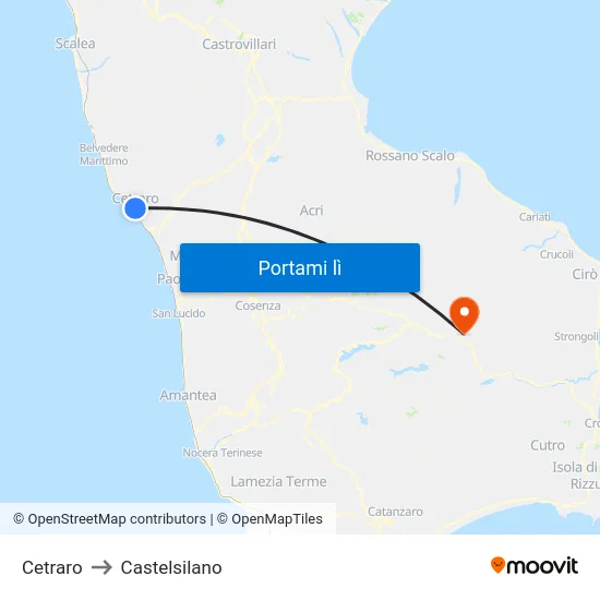 Cetraro to Castelsilano map