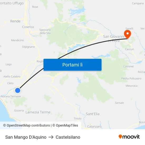 San Mango D'Aquino to Castelsilano map