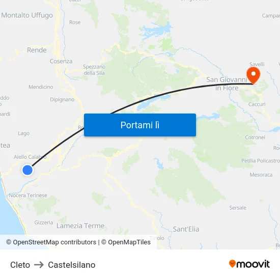 Cleto to Castelsilano map