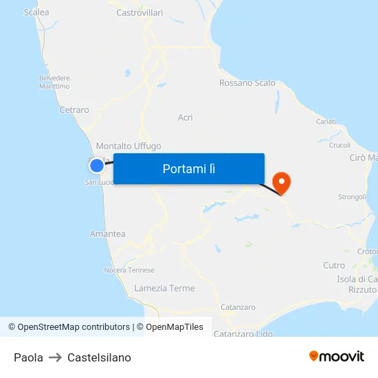Paola to Castelsilano map