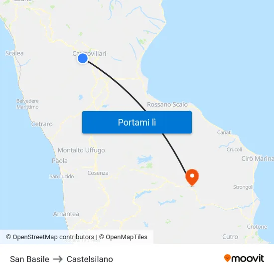 San Basile to Castelsilano map