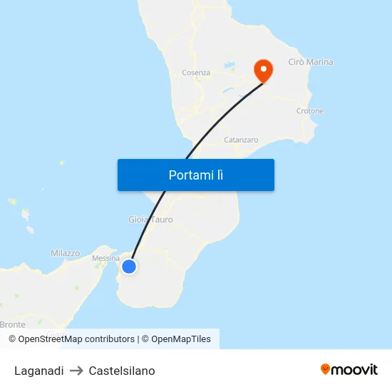 Laganadi to Castelsilano map