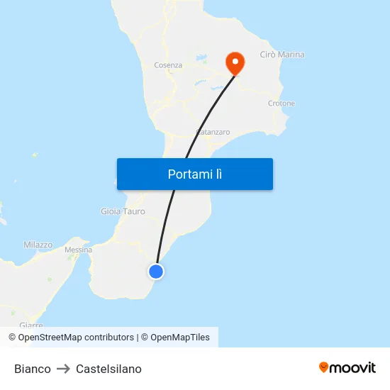Bianco to Castelsilano map