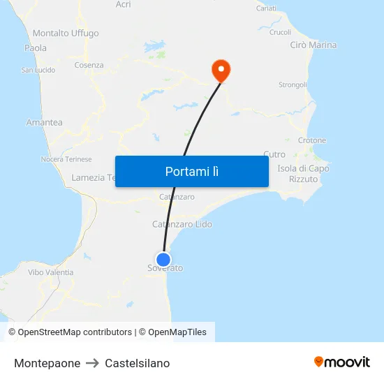 Montepaone to Castelsilano map