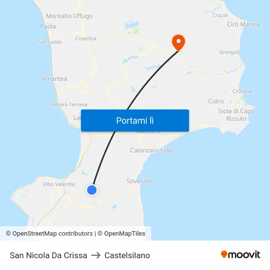 San Nicola Da Crissa to Castelsilano map