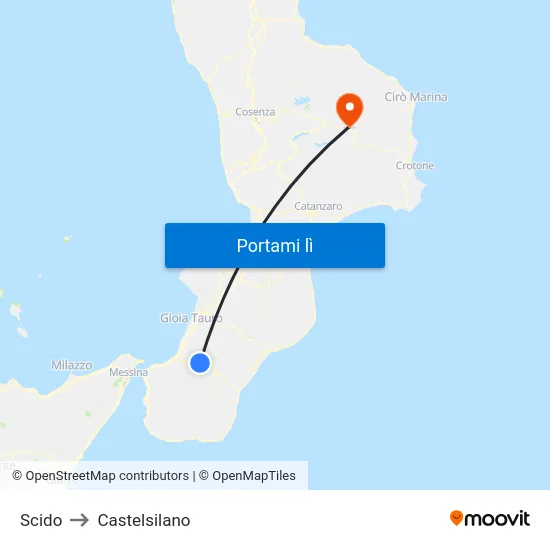 Scido to Castelsilano map