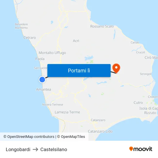 Longobardi to Castelsilano map