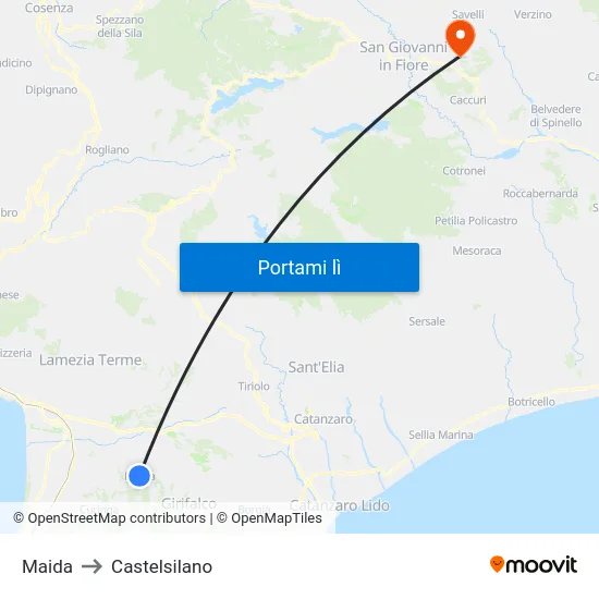 Maida to Castelsilano map