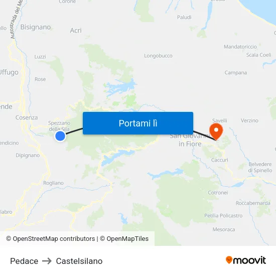 Pedace to Castelsilano map
