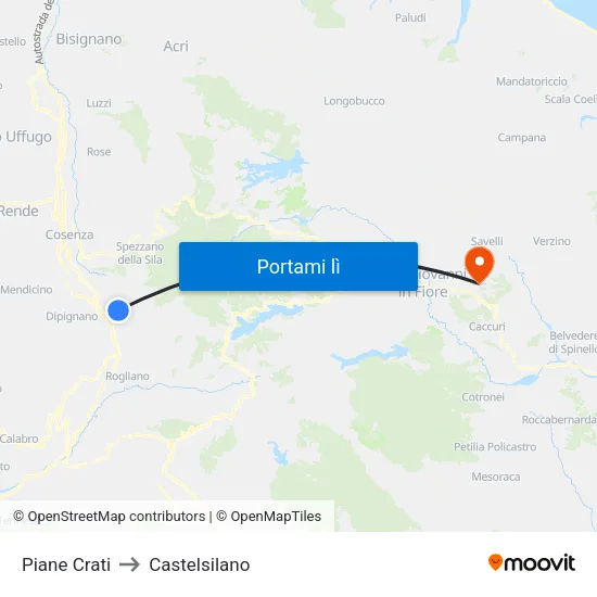 Piane Crati to Castelsilano map