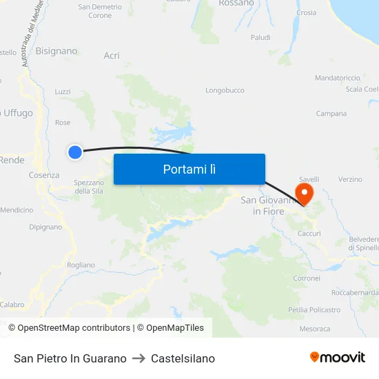 San Pietro In Guarano to Castelsilano map
