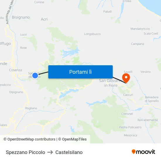 Spezzano Piccolo to Castelsilano map