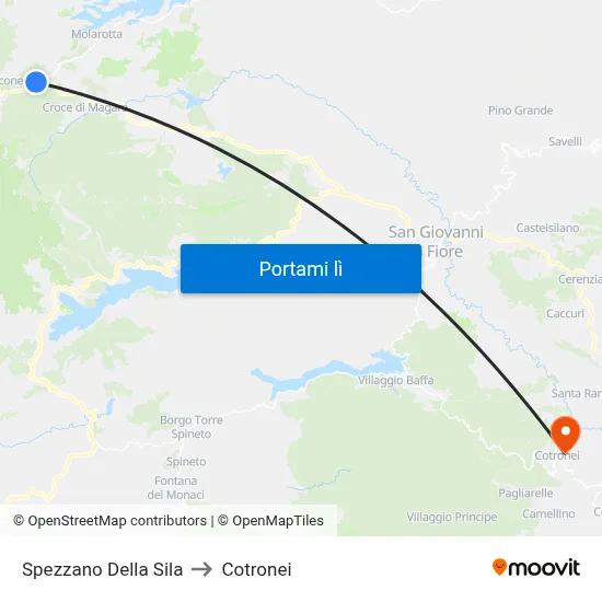 Spezzano Della Sila to Cotronei map