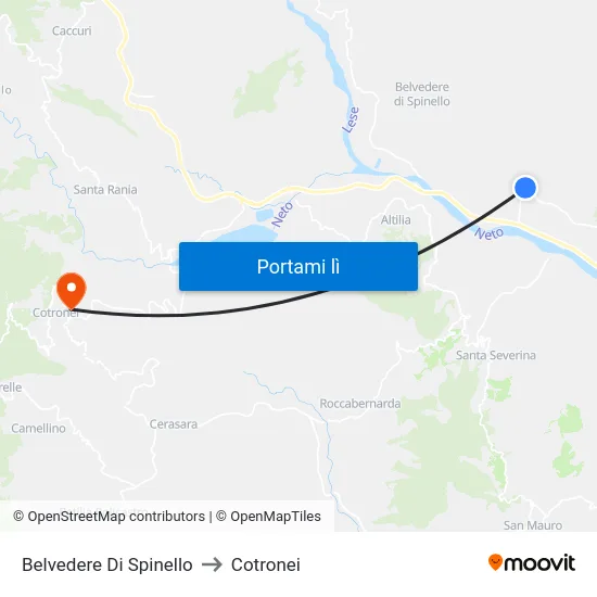 Belvedere Di Spinello to Cotronei map