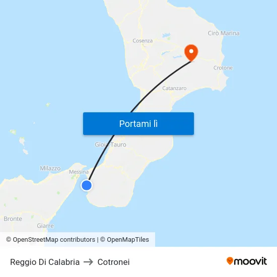 Reggio Di Calabria to Cotronei map