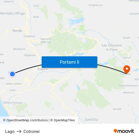 Lago to Cotronei map