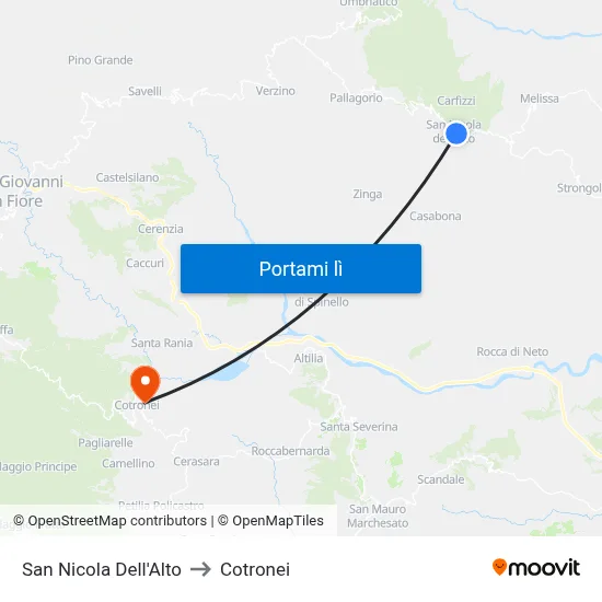 San Nicola Dell'Alto to Cotronei map