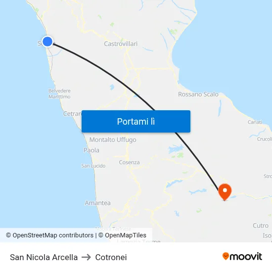 San Nicola Arcella to Cotronei map