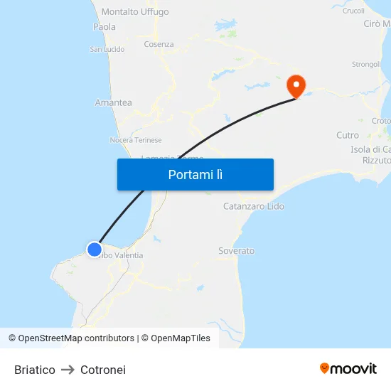 Briatico to Cotronei map