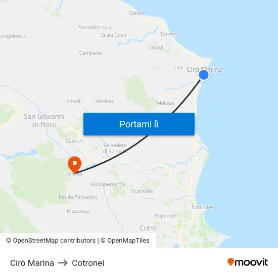 Cirò Marina to Cotronei map
