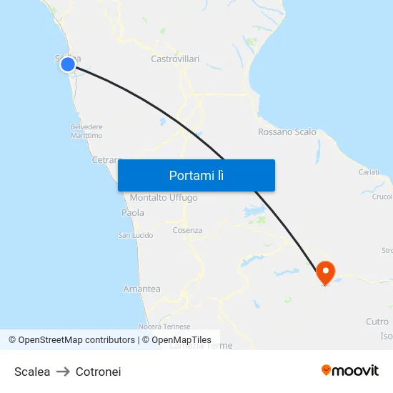 Scalea to Cotronei map